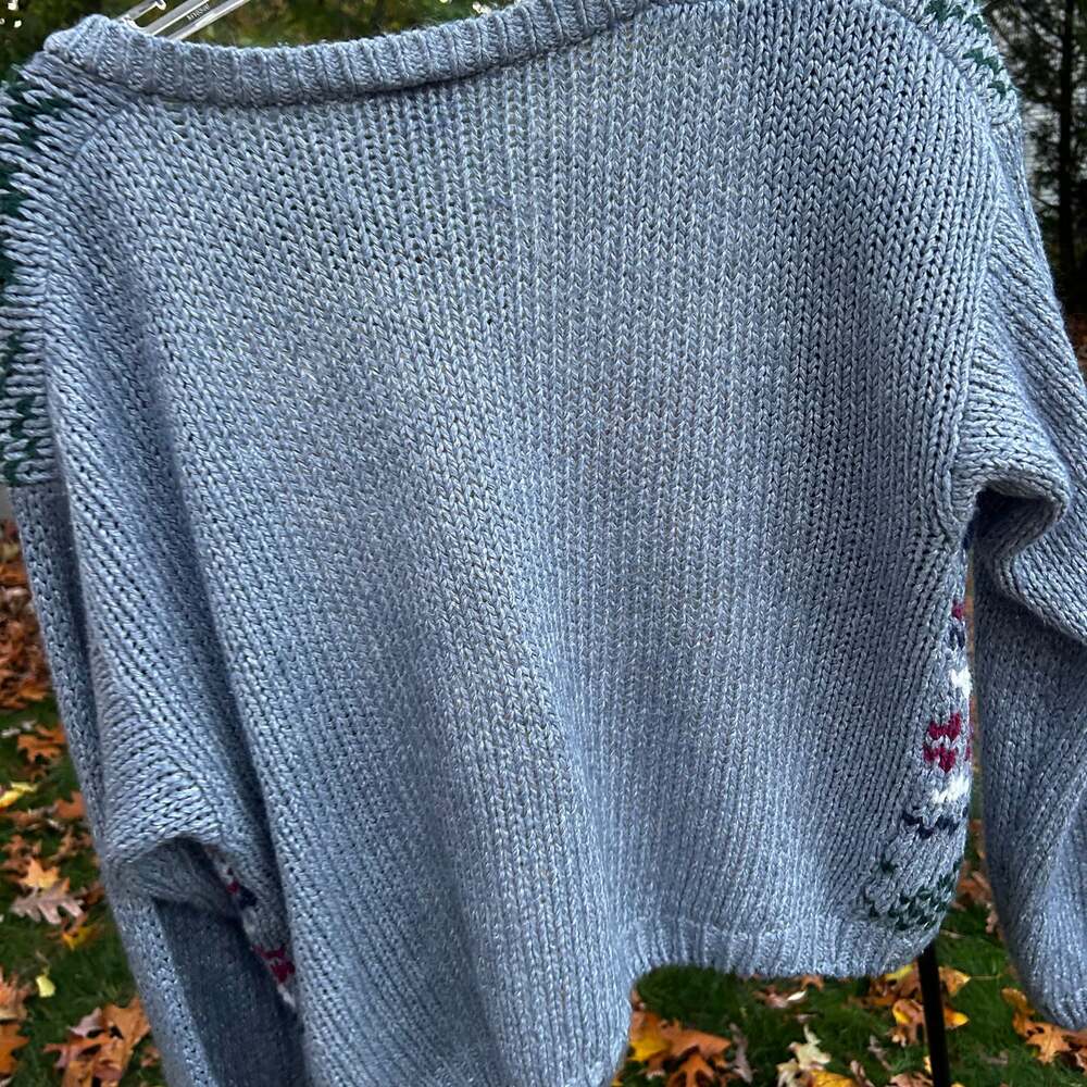 Vintage Croquet Club Boho Knit Cardigan Sweater Gray Patterned Sleeves Size M - Picture 7 of 7